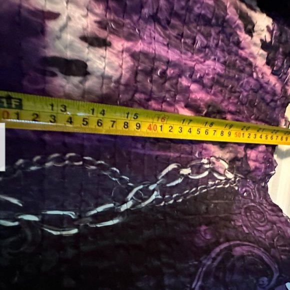 NWT NOTATIONS XL Top Shirt Blouse RUFFLED CHAIN Print PURPLE Iconic Class! - Picture 6 of 8